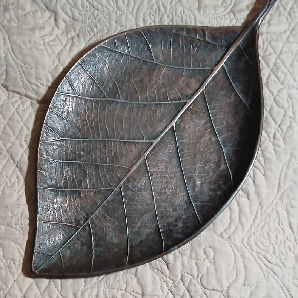 Crate&Barrel Leaf-Shaped Tray - Bronze. 15 